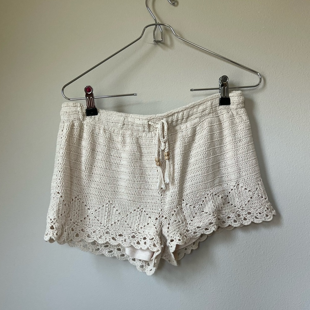 Joie crochet knit ivory shorts s